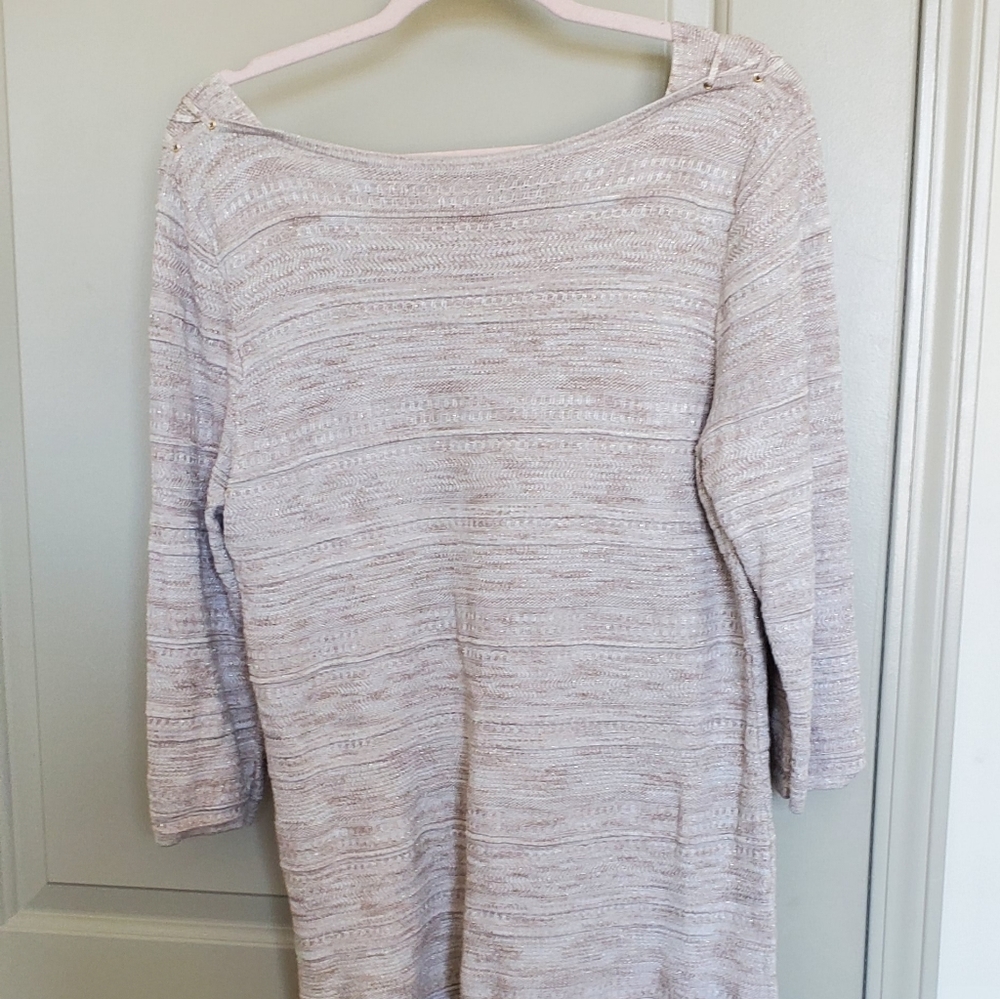 Tan dress with shoulder detail